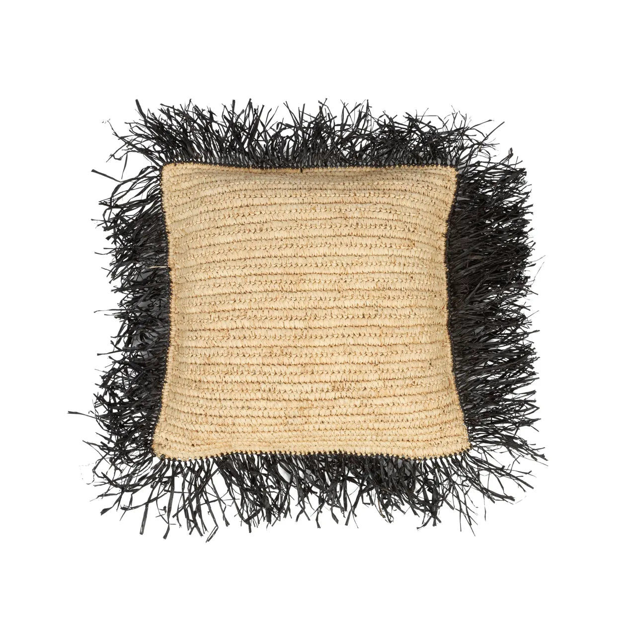 Bazarbizar-The Raffia Cushion Cover Square - Natural Black - 40x40