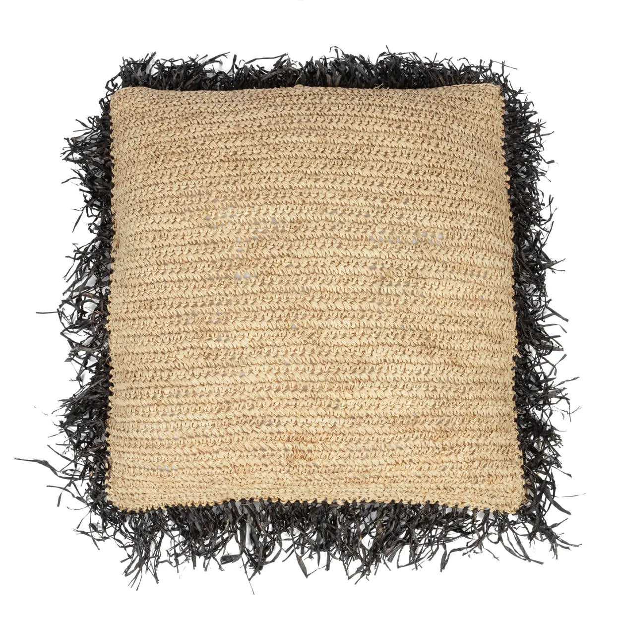 Bazarbizar-The Raffia Cushion Cover Square - Natural Black - 60x60