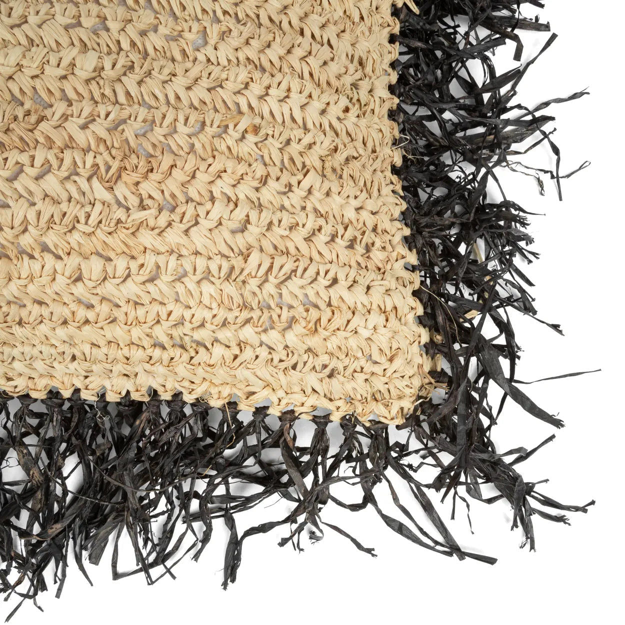 Bazarbizar-The Raffia Cushion Cover Square - Natural Black - 60x60