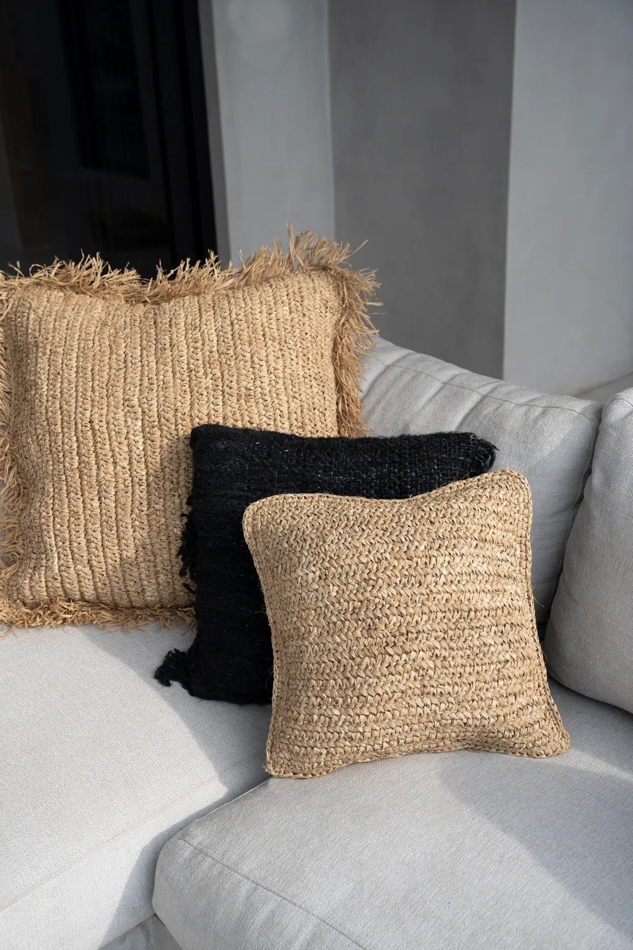 Bazarbizar-The Raffia Flores Cushion Cover Square - Natural - 40x40