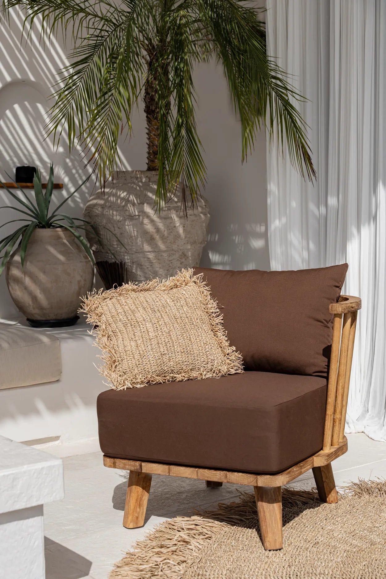 Bazarbizar-The Raffia Cushion Cover Square - Natural - 40x40