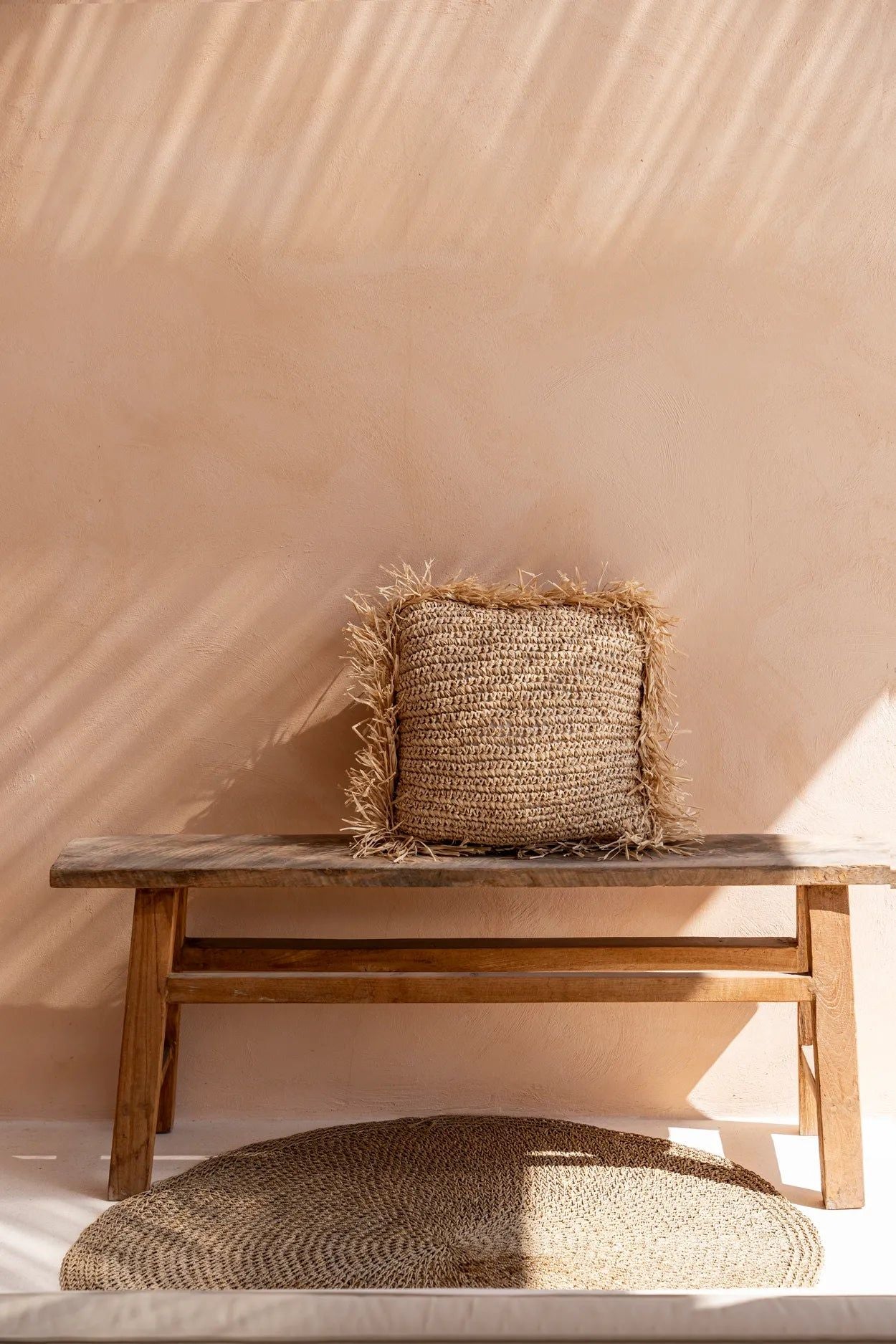 Bazarbizar- The Raffia Cushion Cover Square - Natural - 60x60