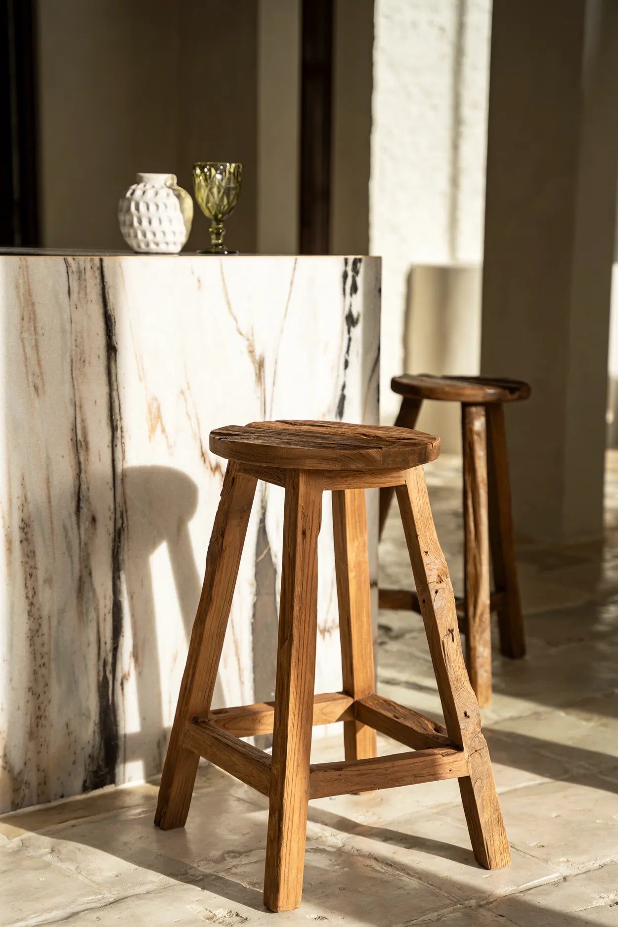 Bazarbizar-The Shibori Bar Stool - Natural