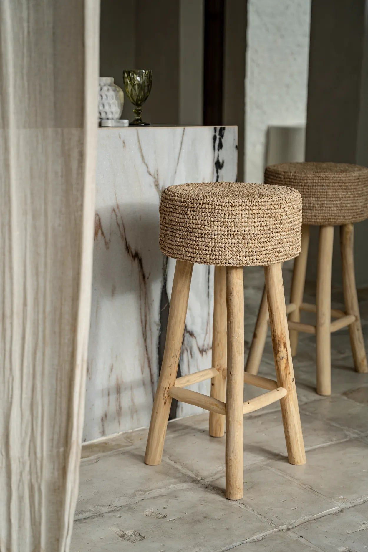 Bazarbizar-The Raffia Bar Stool