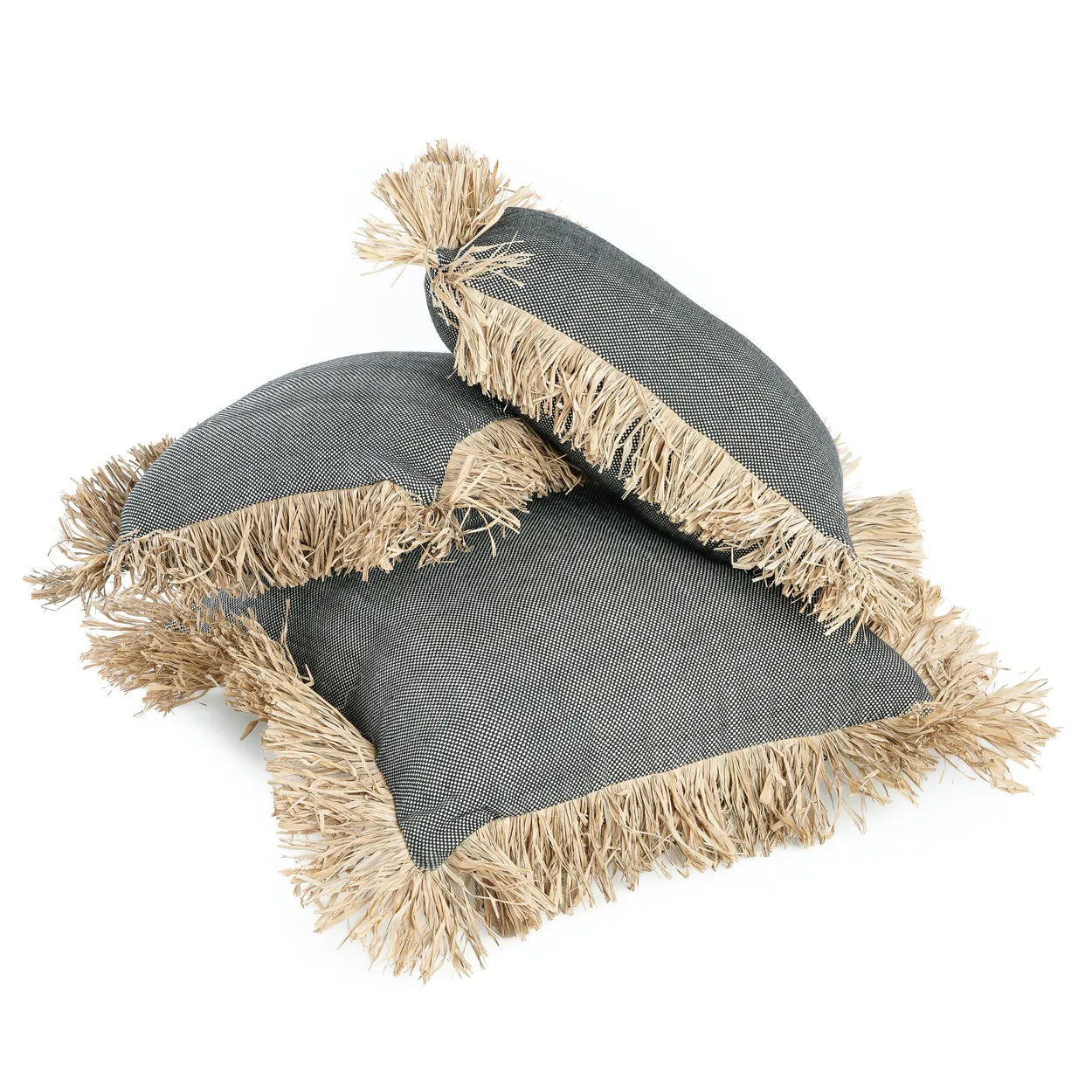 Bazarbizar-The Cotton Bonita Cushion Cover - Natural Black - 60x60