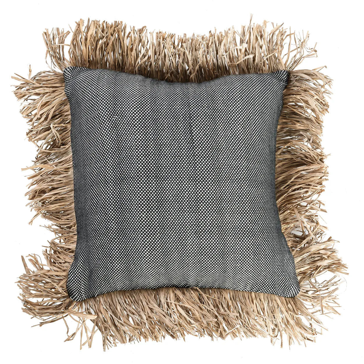 Bazarbizar-The Cotton Bonita Cushion Cover - Natural Black - 40x40