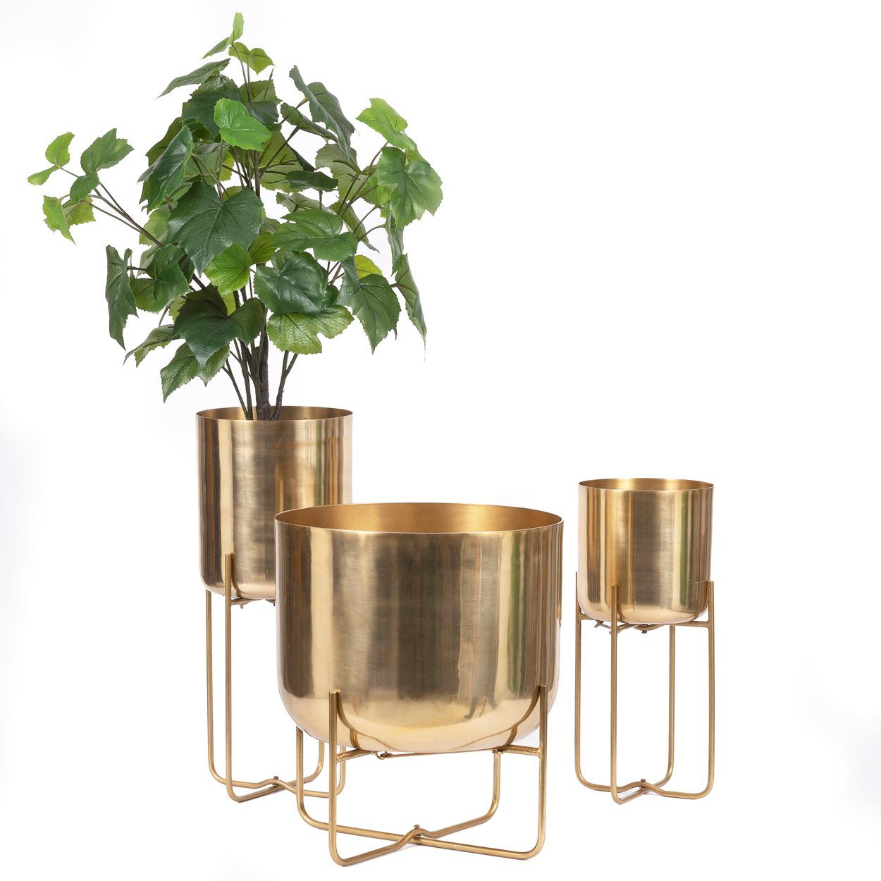 Bazarbizar-The Brass Planter on Stand - Brass - XL