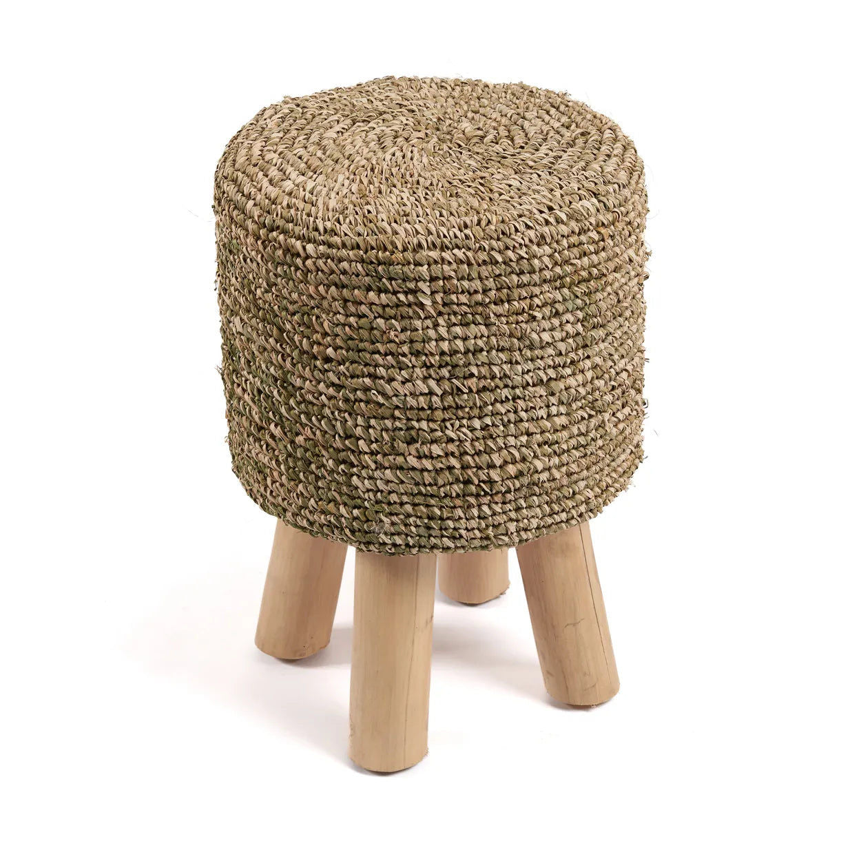 Bazarbizar-The Raffia Tressed Stool - Jungle Green