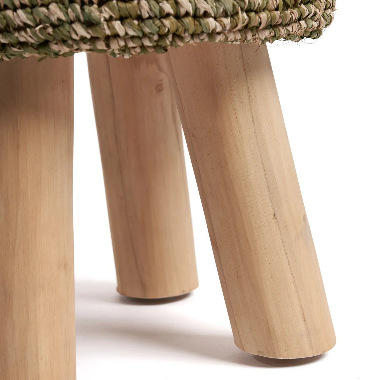 Bazarbizar-The Raffia Tressed Stool - Jungle Green