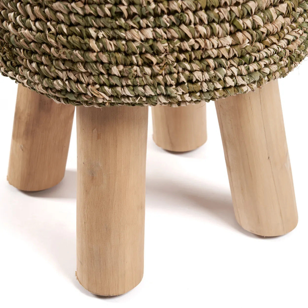 Bazarbizar-The Raffia Tressed Stool - Jungle Green